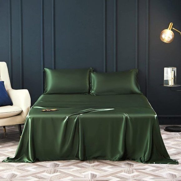 New 4 Pcs Satin Sheets Queen - Silk Silky Super Soft Extra Deep Pocket Q… - Picture 1 of 16